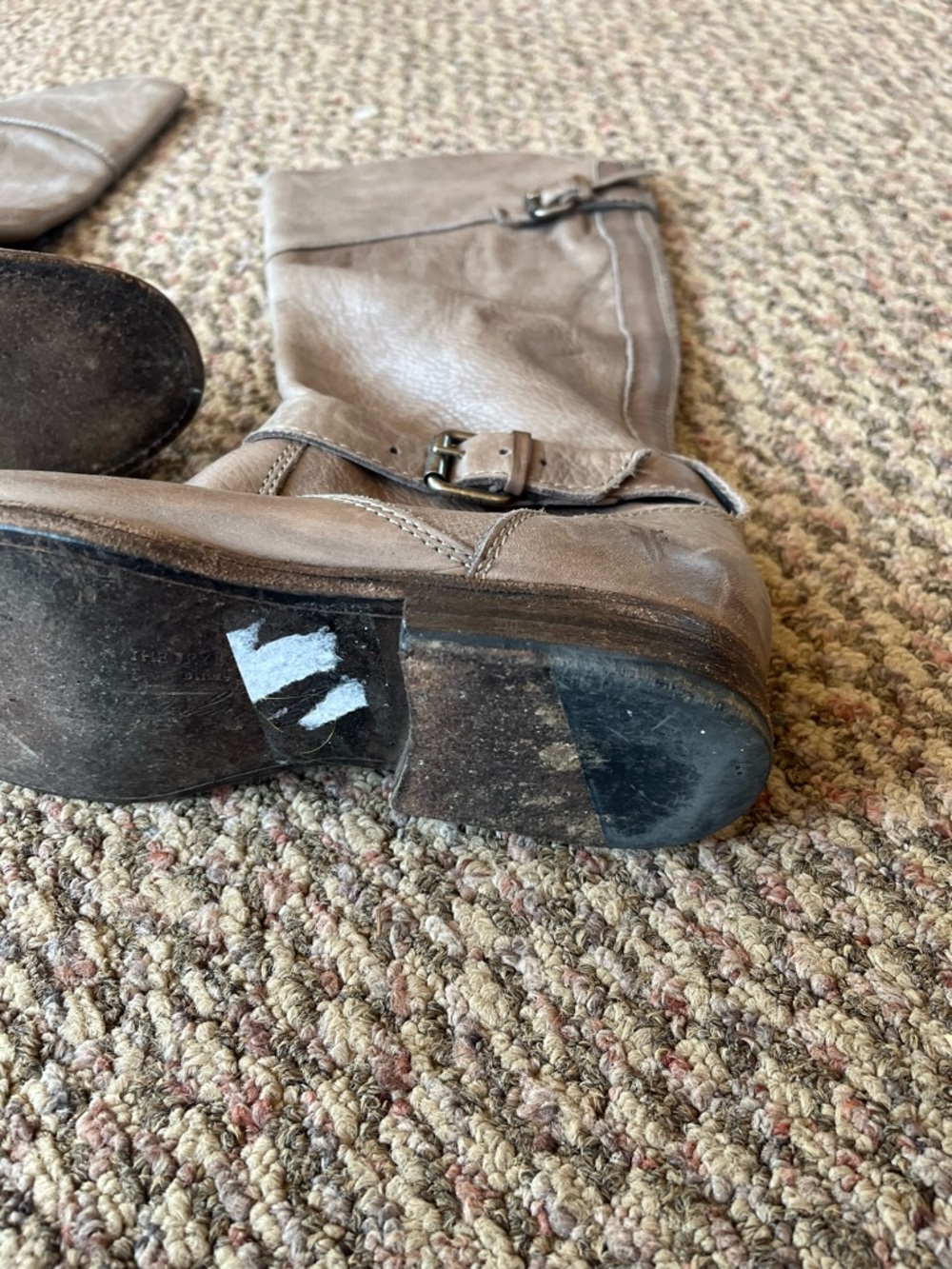 DAMAGED Frye Knee High Grey Boots Side Zip Buckle Mexico Made Leather Boots - Picture 3 of 10